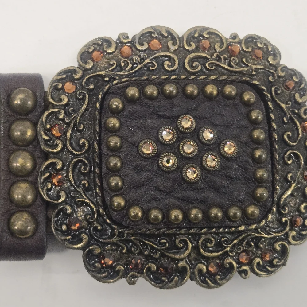 LR leather western cowboy boho Beaded Studded Belt SIZE‎ M
